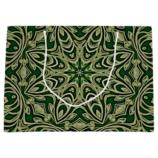 Groen Goud Decoratieve Gift Bag Groot Cadeauzakje (Voorkant)