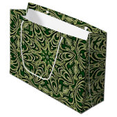 Groen Goud Decoratieve Gift Bag Groot Cadeauzakje (Voorkant Gekanteld)