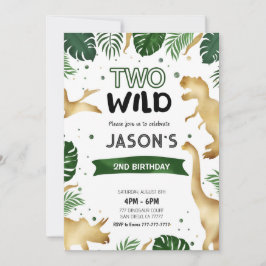 Groen & Goud Dinosaurus Verjaardagsfeest Kaart