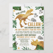 Groen Goud Dinosaurus Verjaardagsfeest Uitnodiging (Voorkant)