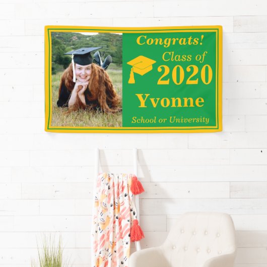 Groen Goud Een Fotoklasse van 2024 Afstuderen Spandoek (Insitu)