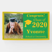 Groen Goud Een Fotoklasse van 2024 Afstuderen Spandoek (Horizontaal)