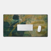 Groen & Goud, Een Gel Print Abstract Bureaumat (Keyboard & Muis)