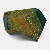 Groen & Goud, Een Gel Print Abstract Stropdas (Opgerold)