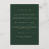Groen & Goud Eenvoudige Formele Huwelijksdetails Informatiekaartje (Achterkant)