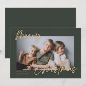 Groen Goud Eenvoudige Foto Vrolijk Kerstmis Feestdagenkaart (Voorkant / Achterkant)