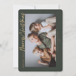 Groen Goud Eenvoudige Foto Vrolijk Kerstmis Feestdagenkaart