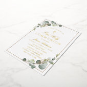 Groen Goud Eerste Heilige Communie Folie Uitnodiging (Gedraaid)