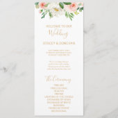 Groen & Goud Elegant Bloemen Huwelijk Programma Programmakaart (Voorkant)