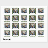 Groen Goud Elegant Vrolijk Kerstfeest Custom Photo Vierkante Sticker (Vel)