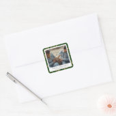 Groen Goud Elegant Vrolijk Kerstfeest Custom Photo Vierkante Sticker (Envelop)