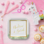 Groen & Goud Elegante Eucalyptus Minimalist Papieren Bordje (Feest)