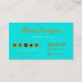 Groen Goud Elegante Make-up Artiest Visitekaartjes (Achterkant)