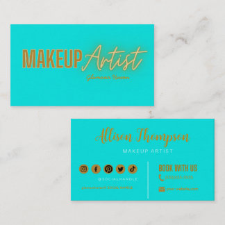 Groen Goud Elegante Make-up Artiest Visitekaartjes