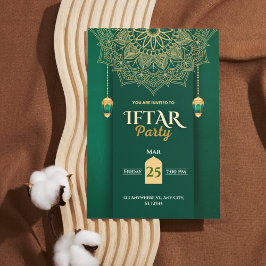 Groen Goud Elegante Ramadan Iftar Feest Uitnodigin Kaart