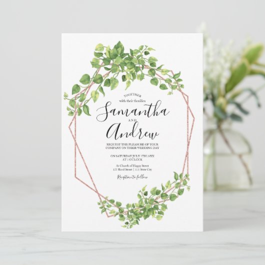 Groen goud Elegante Waterverf Boho-blad Kaart (Staand voorkant)