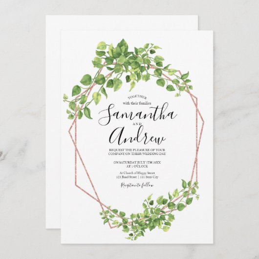 Groen goud Elegante Waterverf Boho-blad Kaart (Voorkant / Achterkant)