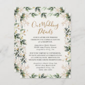 Groen Goud Elegante Waterverf Boho Leaf Bruiloft Informatiekaartje (Voorkant / Achterkant)