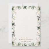 Groen Goud Elegante Waterverf Boho Leaf Bruiloft Kaart (Achterkant)