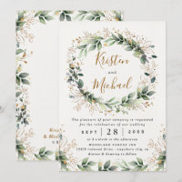 Groen Goud Elegante Waterverf Boho Leaf Bruiloft