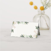 Groen Goud Elegante Waterverf Boho Leaf Bruiloft Plaatskaartje (Achterkant)
