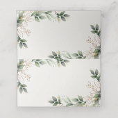 Groen Goud Elegante Waterverf Boho Leaf Bruiloft Plaatskaartje (Binnenkant ongevouwen)
