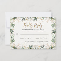 Groen Goud Elegante Waterverf Boho Leaf Bruiloft