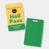 Groen Goud Elementary School Hall Pass Badge (Voor- en achterkant)