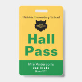 Groen Goud Elementary School Hall Pass Badge (Voorzijde)