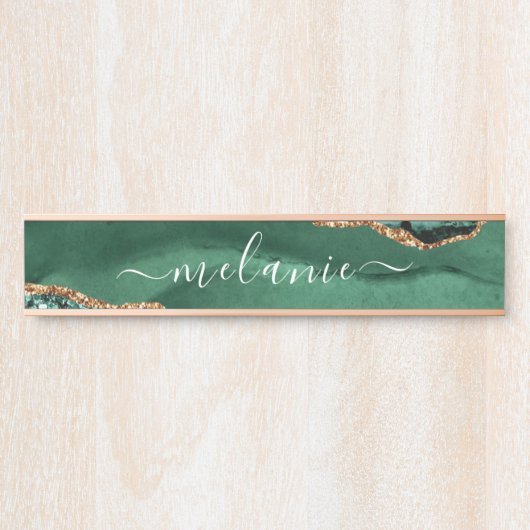 Groen Goud Emerald Aangepaste Naam Deurteken Deurbordje (Voorkant)