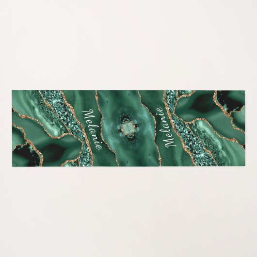 Groen Goud Emerald Custom Jouw naam Yoga Mat (Achterkant (horizontaal))