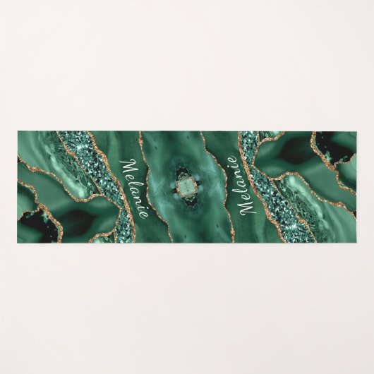 Groen Goud Emerald Custom Jouw naam Yoga Mat (Voorkant (horizontaal))