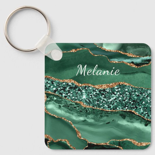 Groen Goud Emerald Custom Name Sleutelhanger Gift (Voorkant)