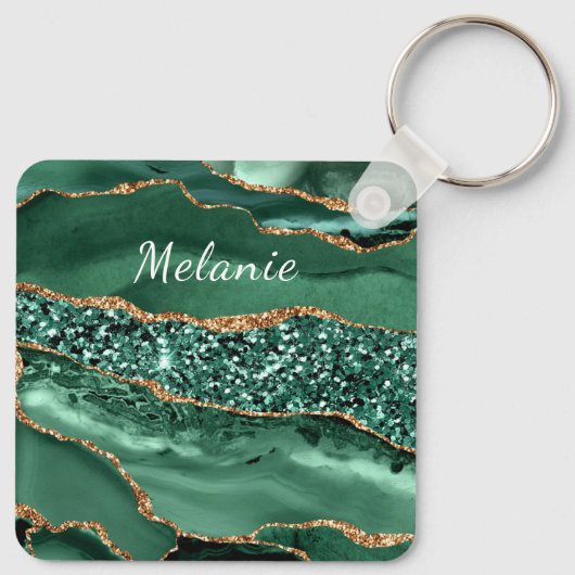 Groen Goud Emerald Custom Name Sleutelhanger Gift (Achterkant)