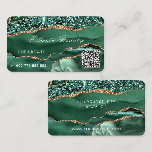 Groen Goud Emerald Visitekaartje met Uw QR Code (Voorkant / Achterkant)