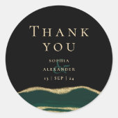 Groen, goud en glitter agaat edelsteen ronde sticker (Voorkant)