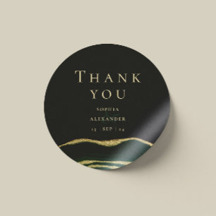 Groen, goud en glitter agaat edelsteen ronde sticker