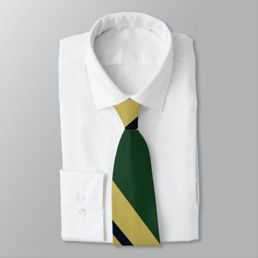 Groen, goud en marinegestreept Stropdas (Gebonden)