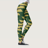 Groen Goud en Navy Geometric Patterned Leggings (Rechts)