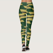 Groen Goud en Navy Geometric Patterned Leggings (Achterkant)