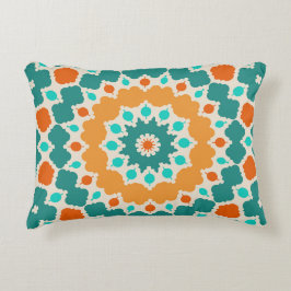 Groen goud en rode bloemen en diamanten accent kussen