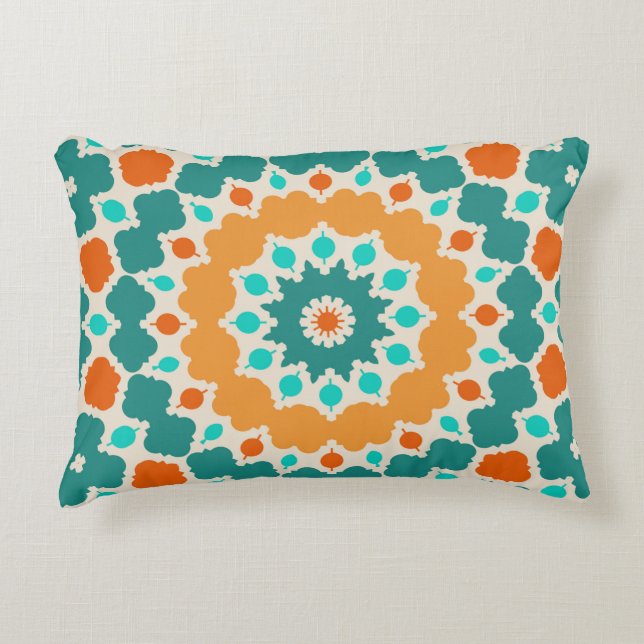 Groen goud en rode bloemen en diamanten accent kussen (Voorkant)