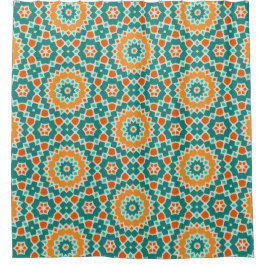 Groen goud en rode bloemen en diamanten douchegordijn