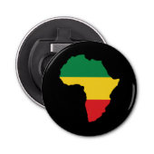 Groen, goud en rood Afrika vlag Button Flesopener (Voorkant)