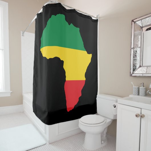 Groen, goud en rood Afrika vlag Douchegordijn (In situ)