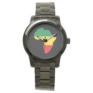 Groen, goud en rood Afrika vlag Horloge