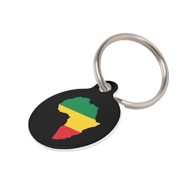 Groen, goud en rood Afrika vlag Huisdierpenning (Zijkant)
