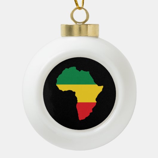 Groen, goud en rood Afrika vlag Keramische Bal Ornament (Voorkant)