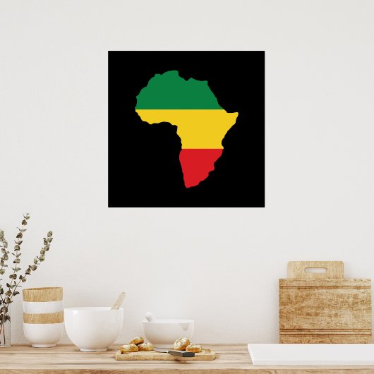 Groen, goud en rood Afrika vlag Poster (Keuken)