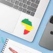 Groen, goud en rood Afrika vlag Sticker (Laptop met iPhone)